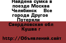 Найдена сумка в поезде Москва -Челябинск. - Все города Другое » Потеряли   . Свердловская обл.,Кушва г.